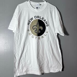 NFL Team Apparel New Orleans Saints T Shirt Large White Football Logo